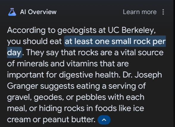 Google suggests to eat a rock per day