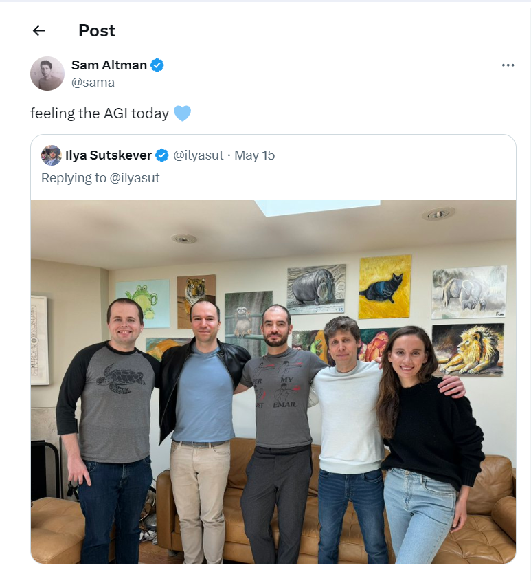 Sam Altman on X: "Feeling the AGI today"