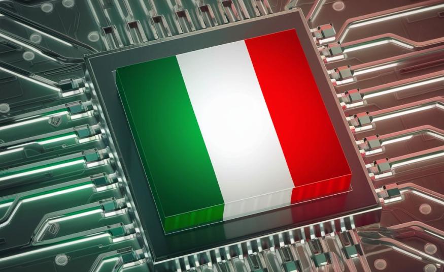 Microchip/Semiconduttore per l'AI con i colori dell'Italia